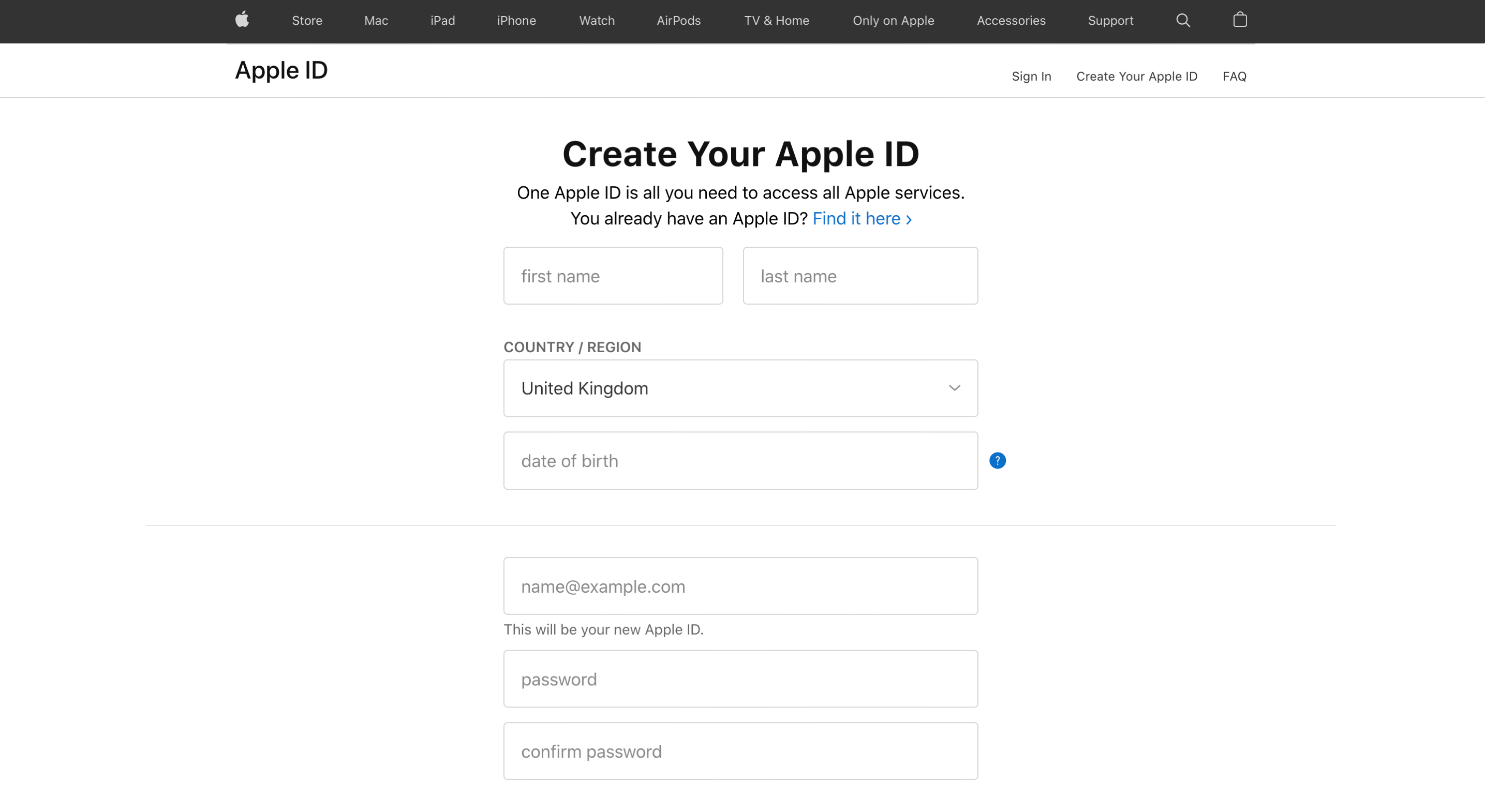Create an Apple ID