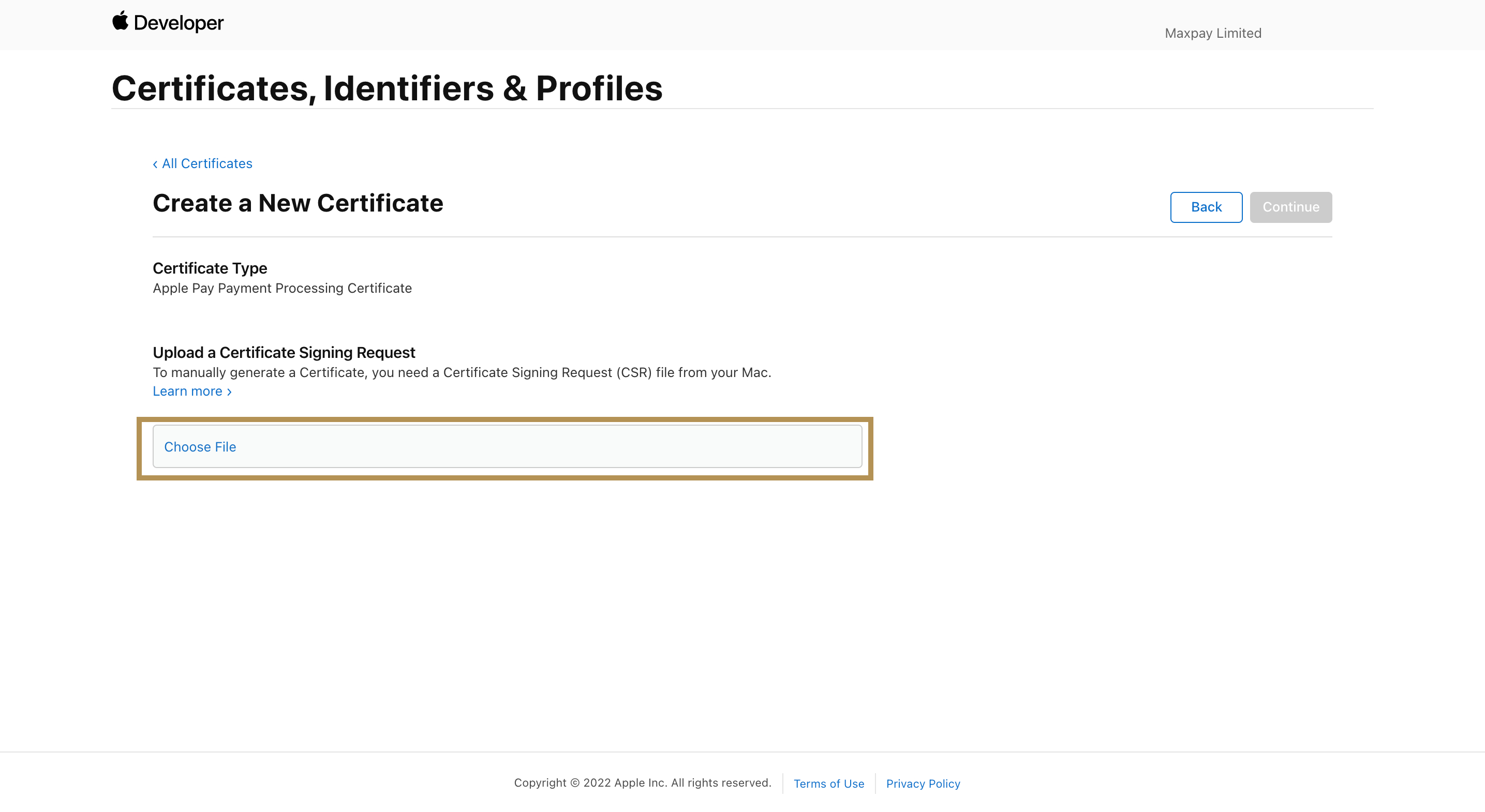 Generating a Payments Processing Certificate